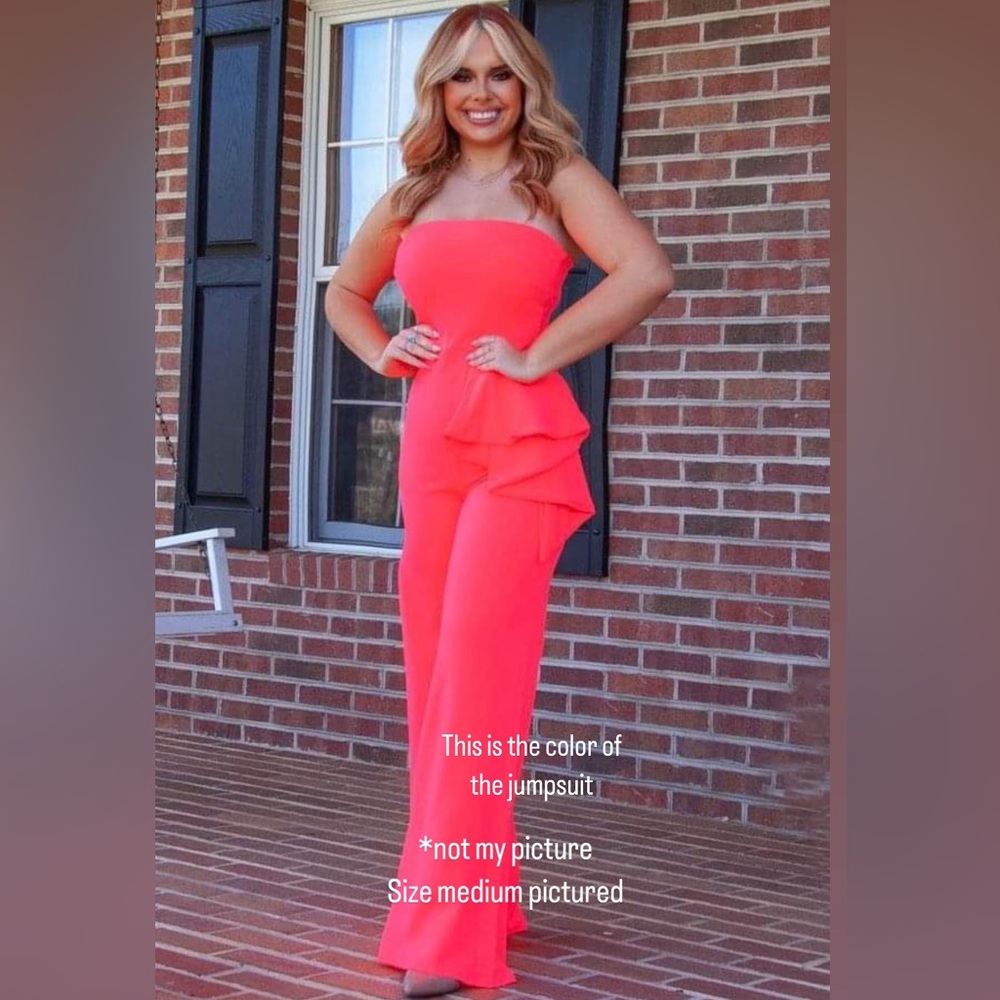 Gibiu Strapless Coral Jumpsuit Sz L (8/10)